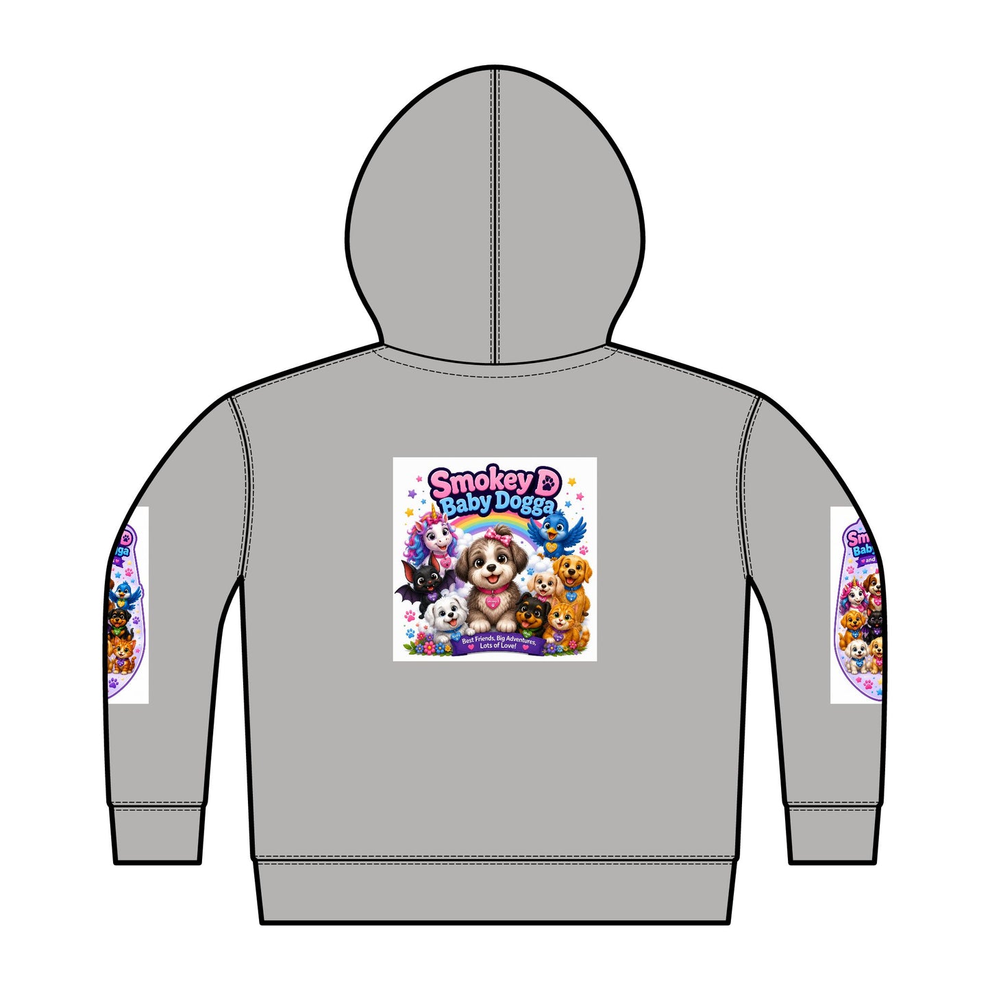 Toddler Hoodie — Smokey D Baby Dogga Colorful Puppy Graphic Full‑Zip Fleece