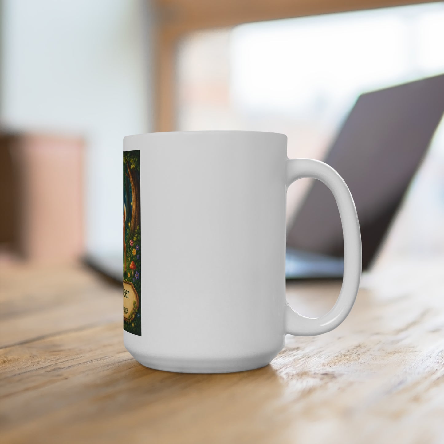 Daisy the Deer & Smokey D Baby Dogga 15 oz Ceramic Coffee Mug | Cute Woodland Fawn & Puppy Mug | Enchanted Forest Children's Book Gift | Nature Lover Coffee Cup