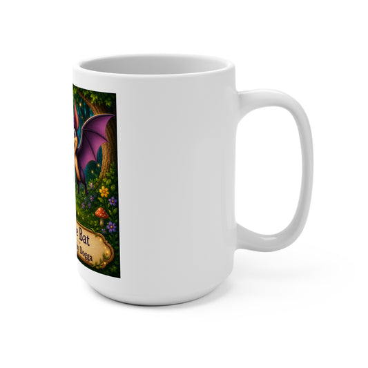 Bella the Bat & Smokey D Baby Dogga 15 oz Ceramic Coffee Mug | Cute Dog & Bat Fantasy Mug | Enchanted Forest Children's Book Gift | Whimsical Halloween Coffee Cup