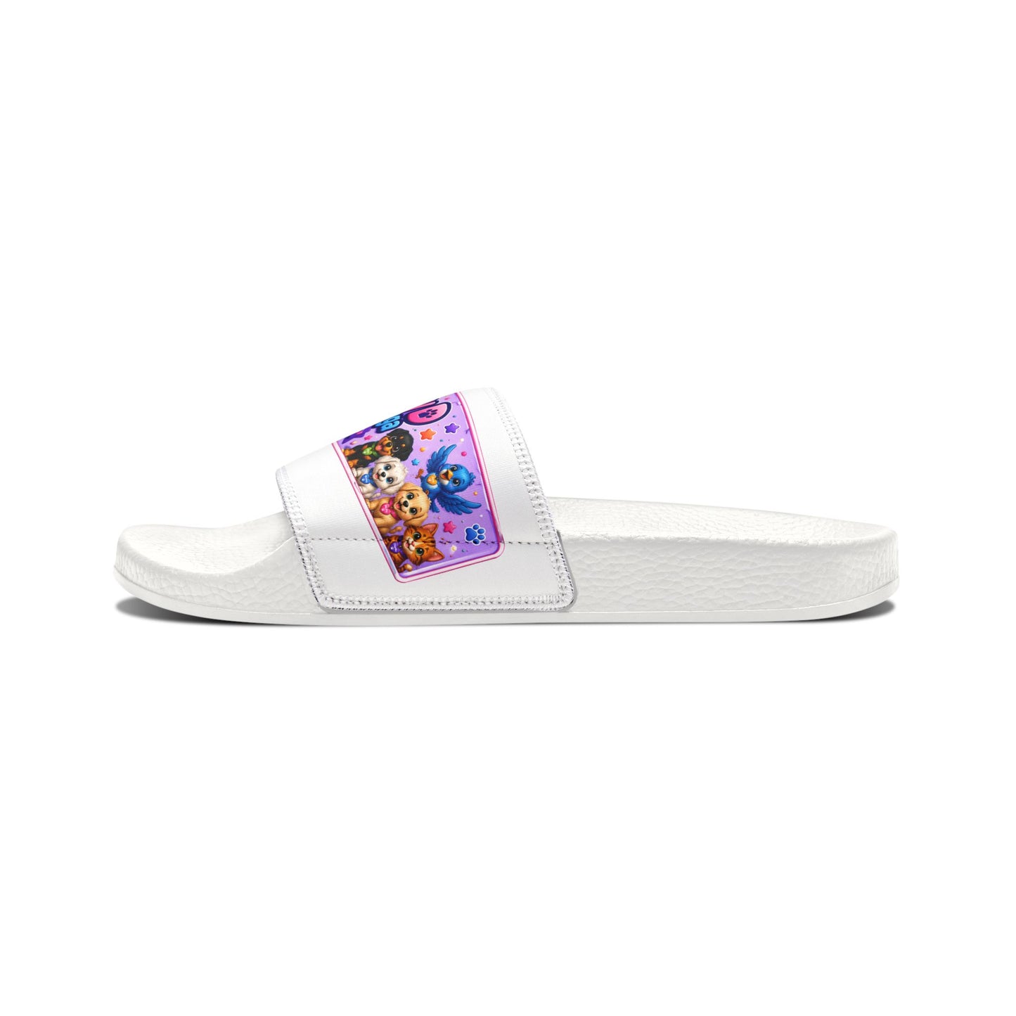 Youth Slide Sandals — 'Smokey D Baby Dogga and Friends' Graphic Removable-Strap Slides
