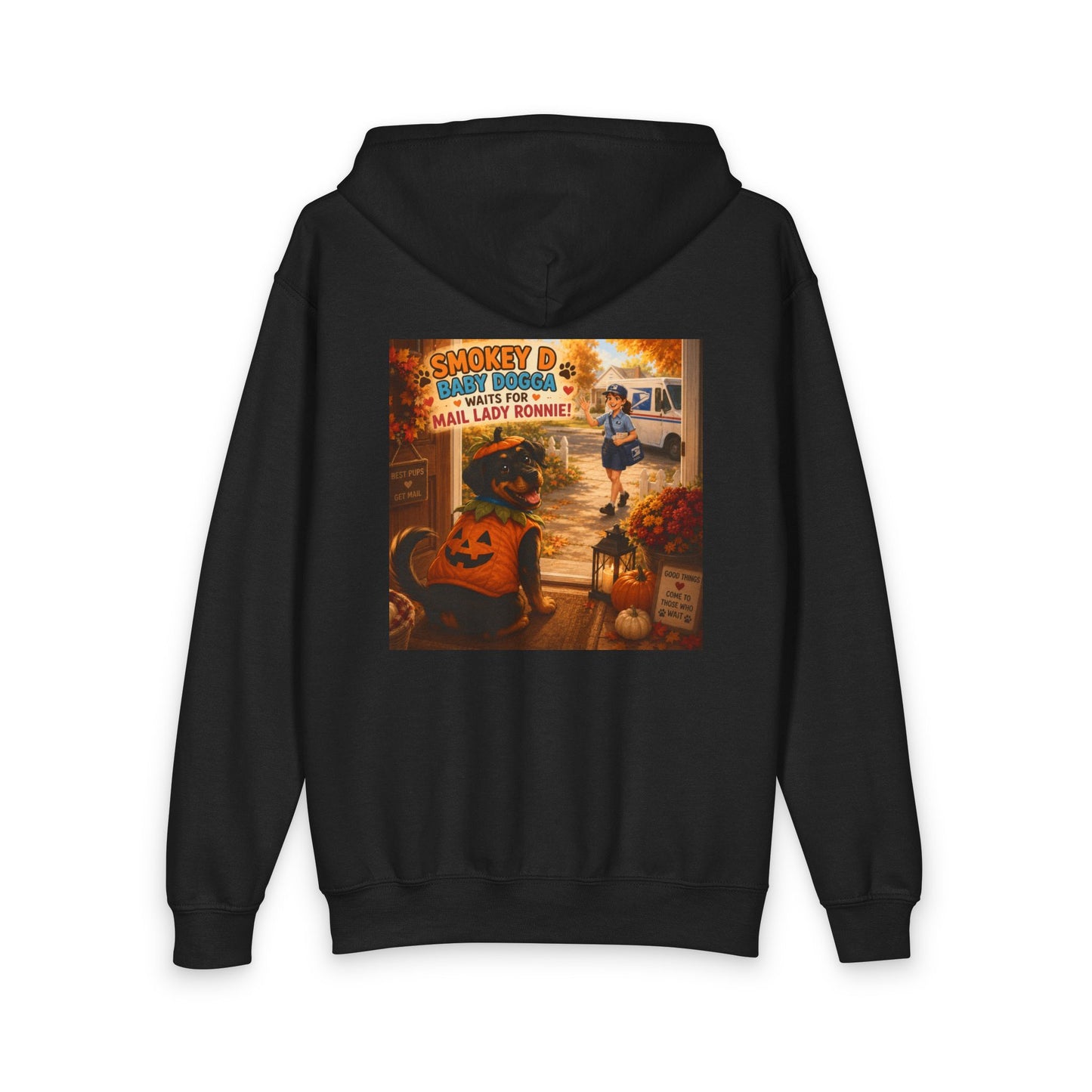 Smokey D Baby Dogga Awaits Mail Lady Ronnie Youth Zip Hoodie – Gildan 18600B Heavy Blend Hooded Sweatshirt