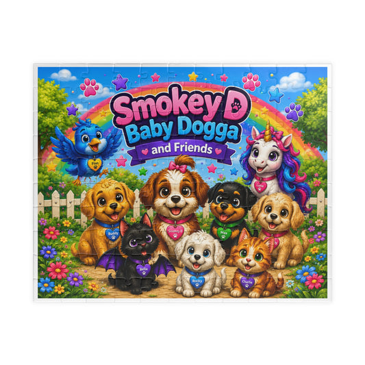 Smokey D Baby Dogga and Friends Kids Jigsaw Puzzle – Colorful Puppy Unicorn Scene (110–1014 pcs)