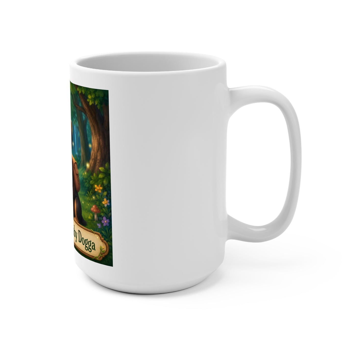 Smokey D Baby Dogga 15 oz Ceramic Coffee Mug | Cute Rottweiler Adventure Mug | Forest Friends | Microwave & Dishwasher Safe