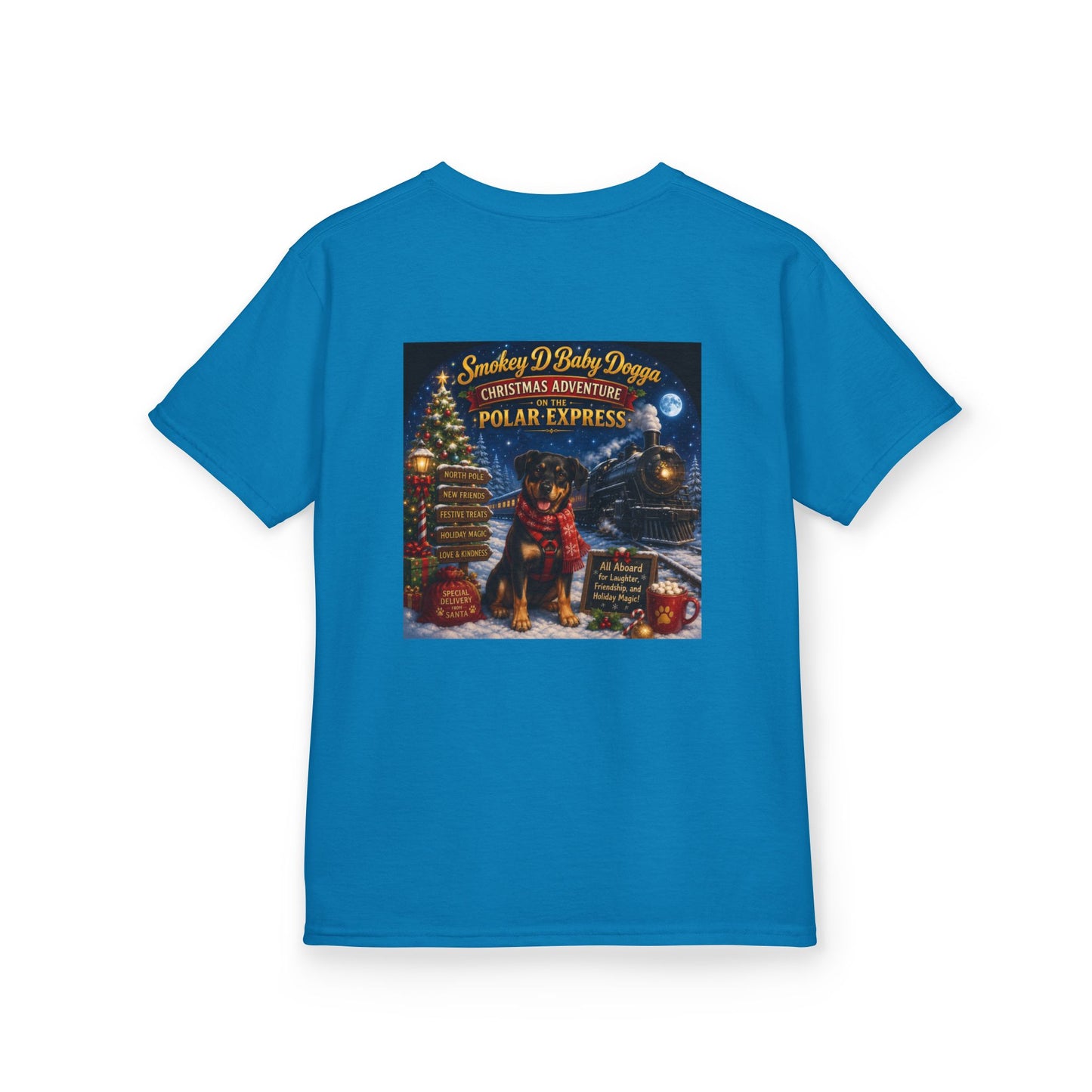 Smokey D Baby Dogga Polar Express Christmas Youth T-Shirt – Gildan 5000B Heavy Cotton Tee