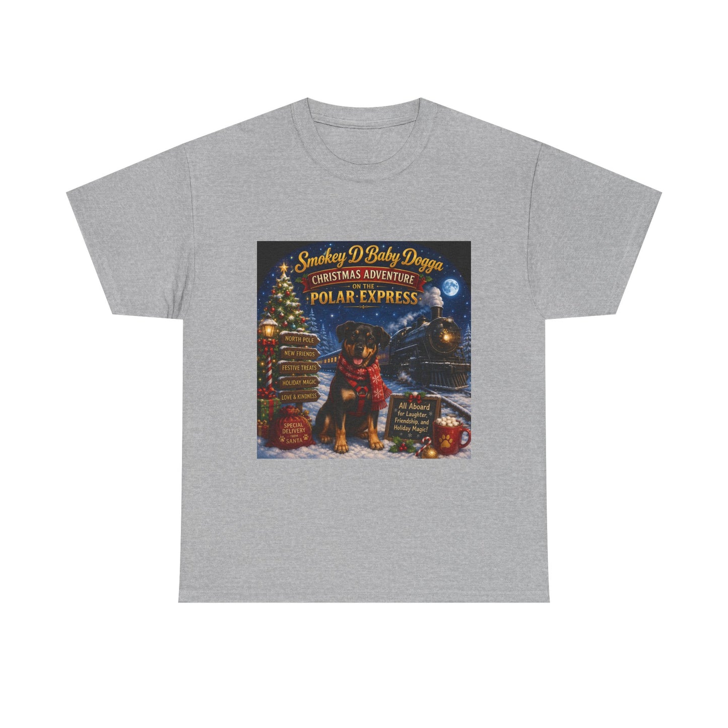 Smokey D Baby Dogga Polar Express Christmas T-Shirt – Gildan 5000 Heavy Cotton Tee