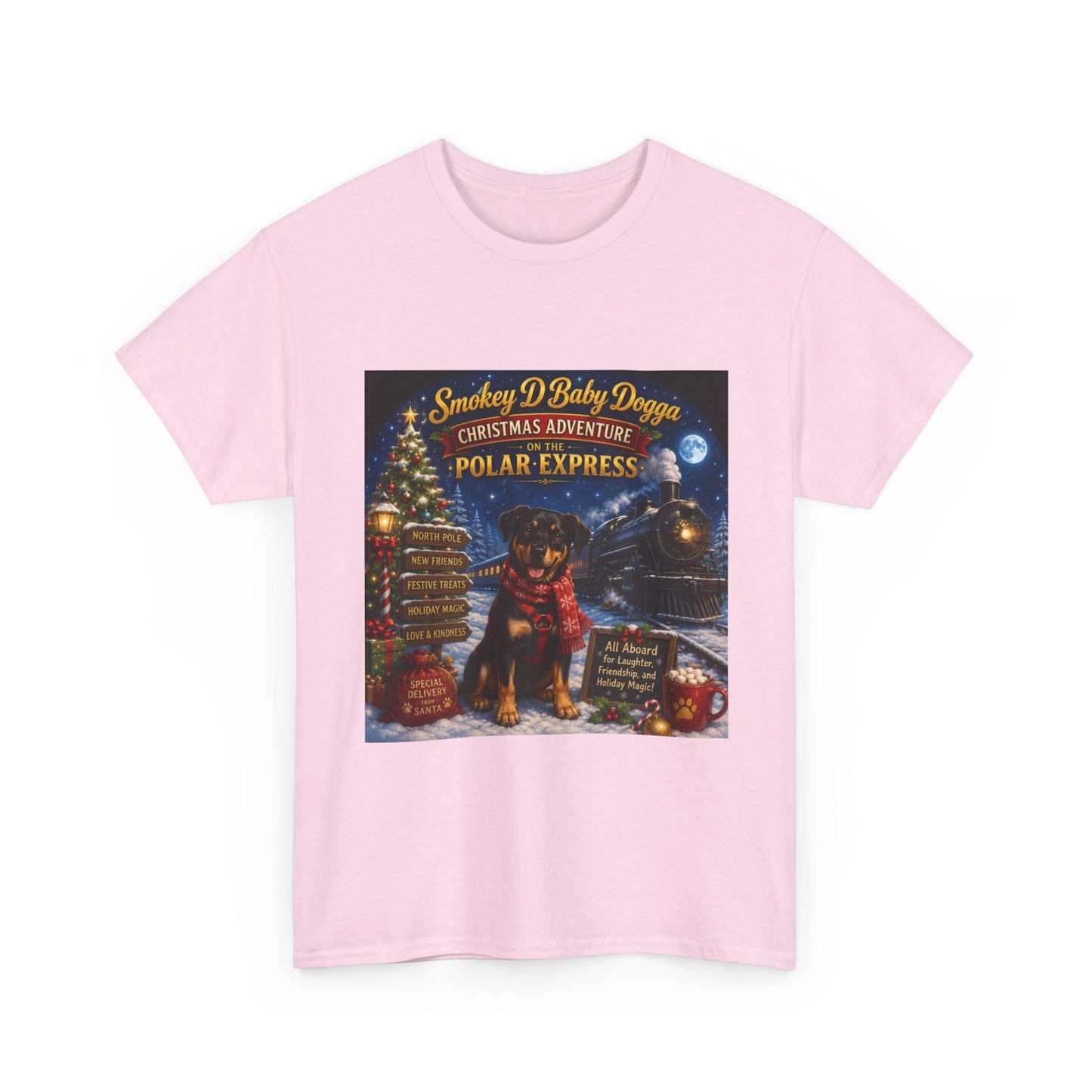 Smokey D Baby Dogga Polar Express Christmas T-Shirt – Gildan 5000 Heavy Cotton Tee
