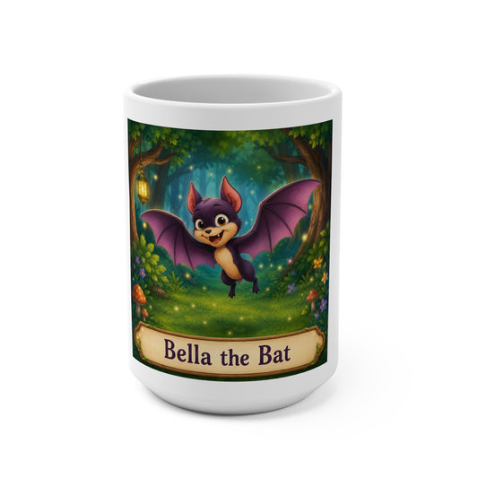 Bella the Bat 15 oz Ceramic Coffee Mug | Cute Cartoon Bat Mug | Smokey D Baby Dogga | Microwave & Dishwasher Safe
