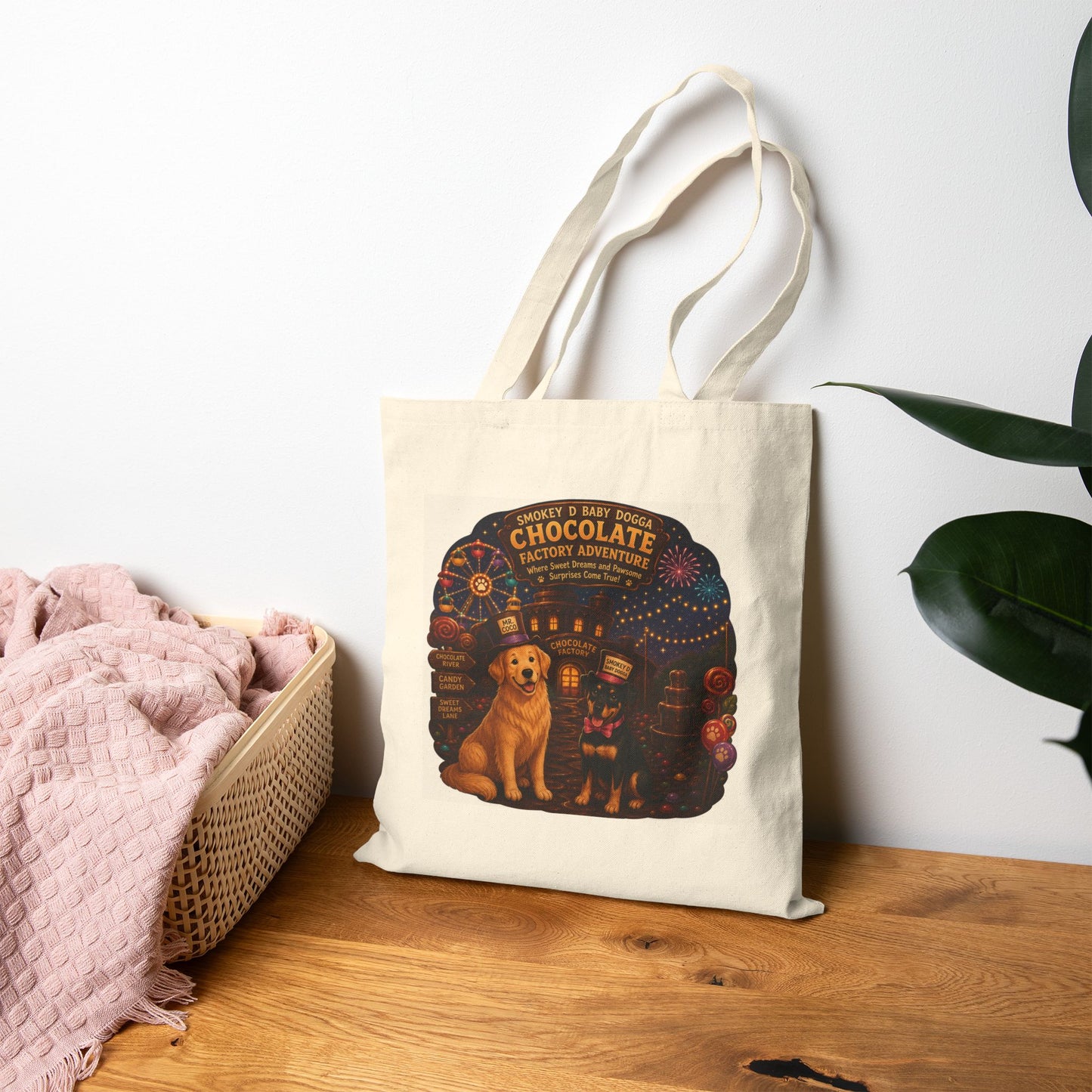 Smokey D Baby Dogga Chocolate Factory Cotton Canvas Tote Bag