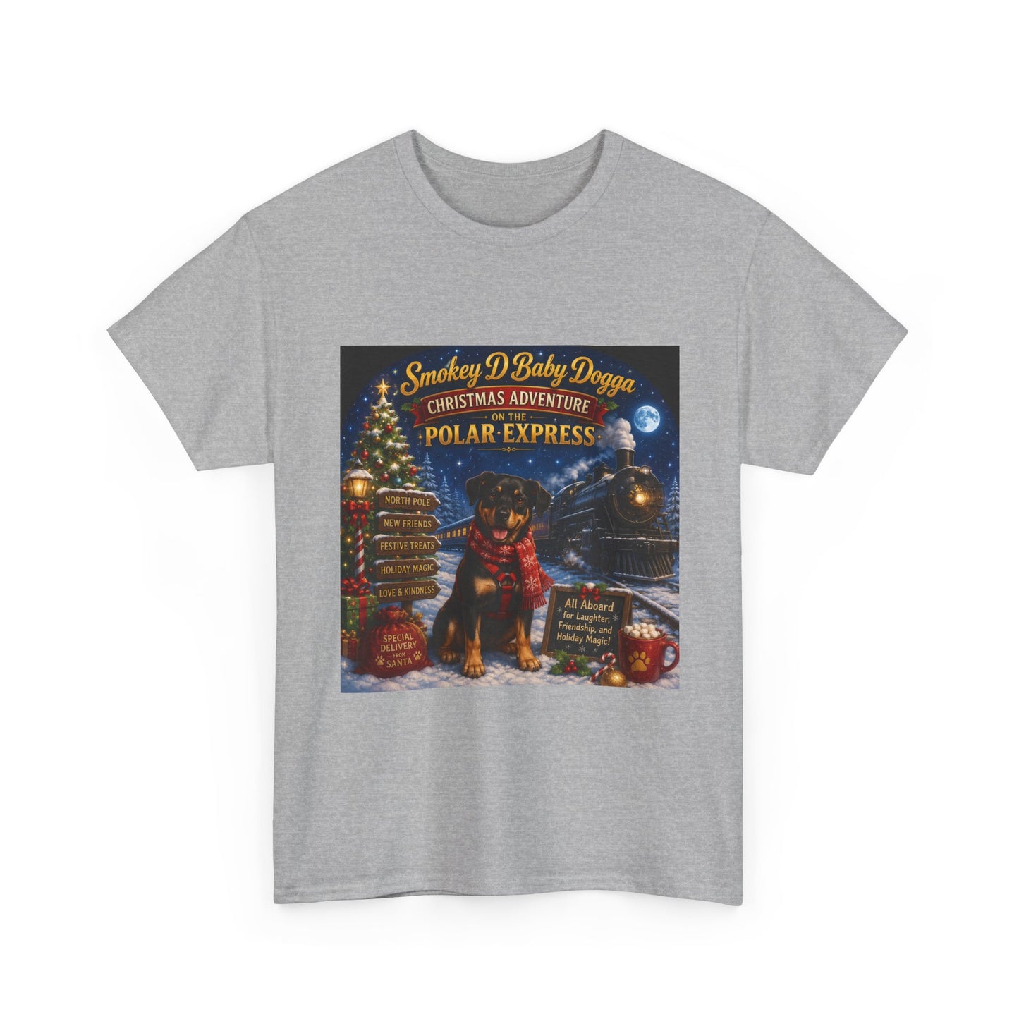 Smokey D Baby Dogga Polar Express Christmas T-Shirt – Gildan 5000 Heavy Cotton Tee
