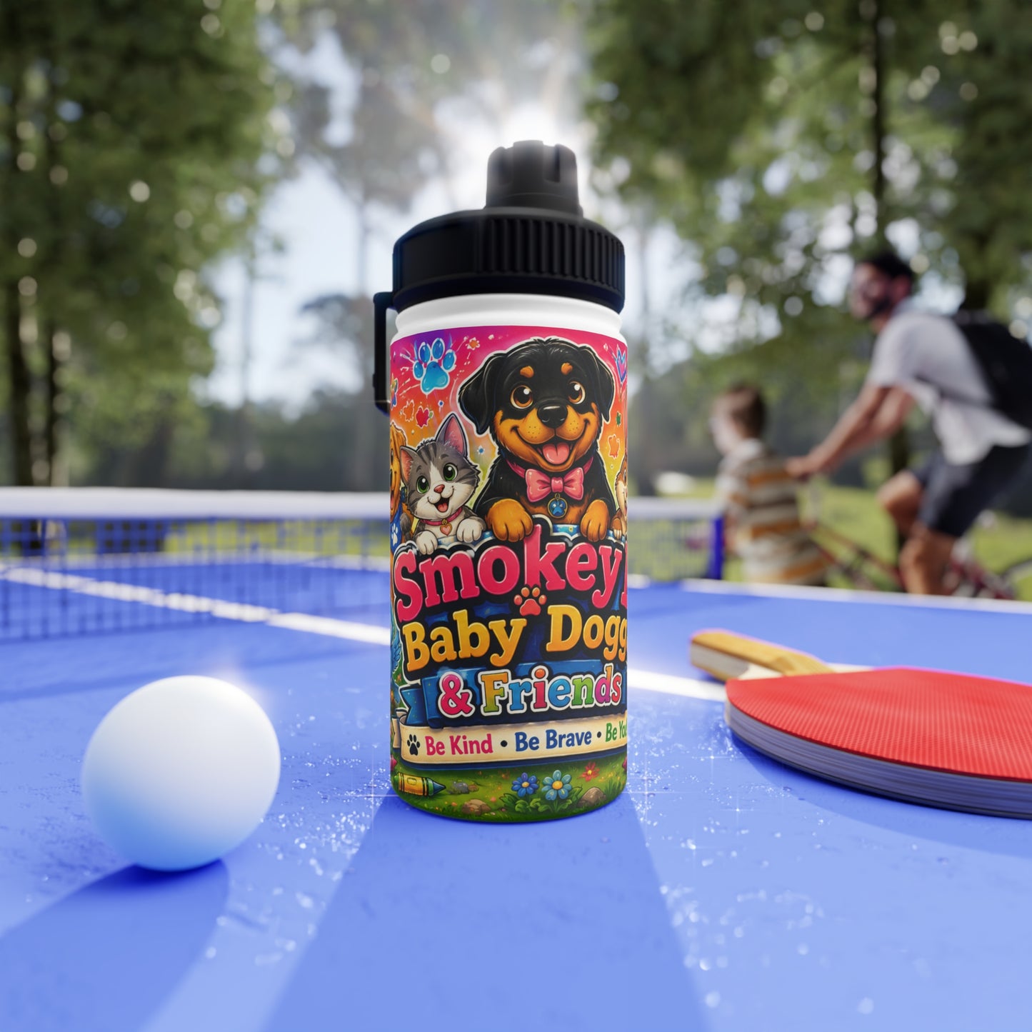 Smokey D Baby Dogga & Friends Stainless Steel Kids Water Bottle — Sports Lid