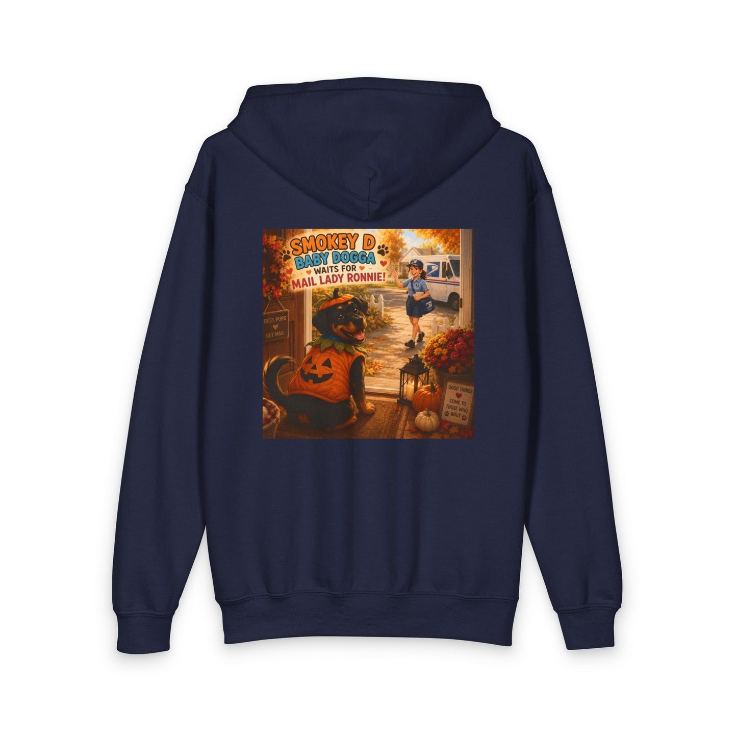 Smokey D Baby Dogga Awaits Mail Lady Ronnie Youth Zip Hoodie – Gildan 18600B Heavy Blend Hooded Sweatshirt