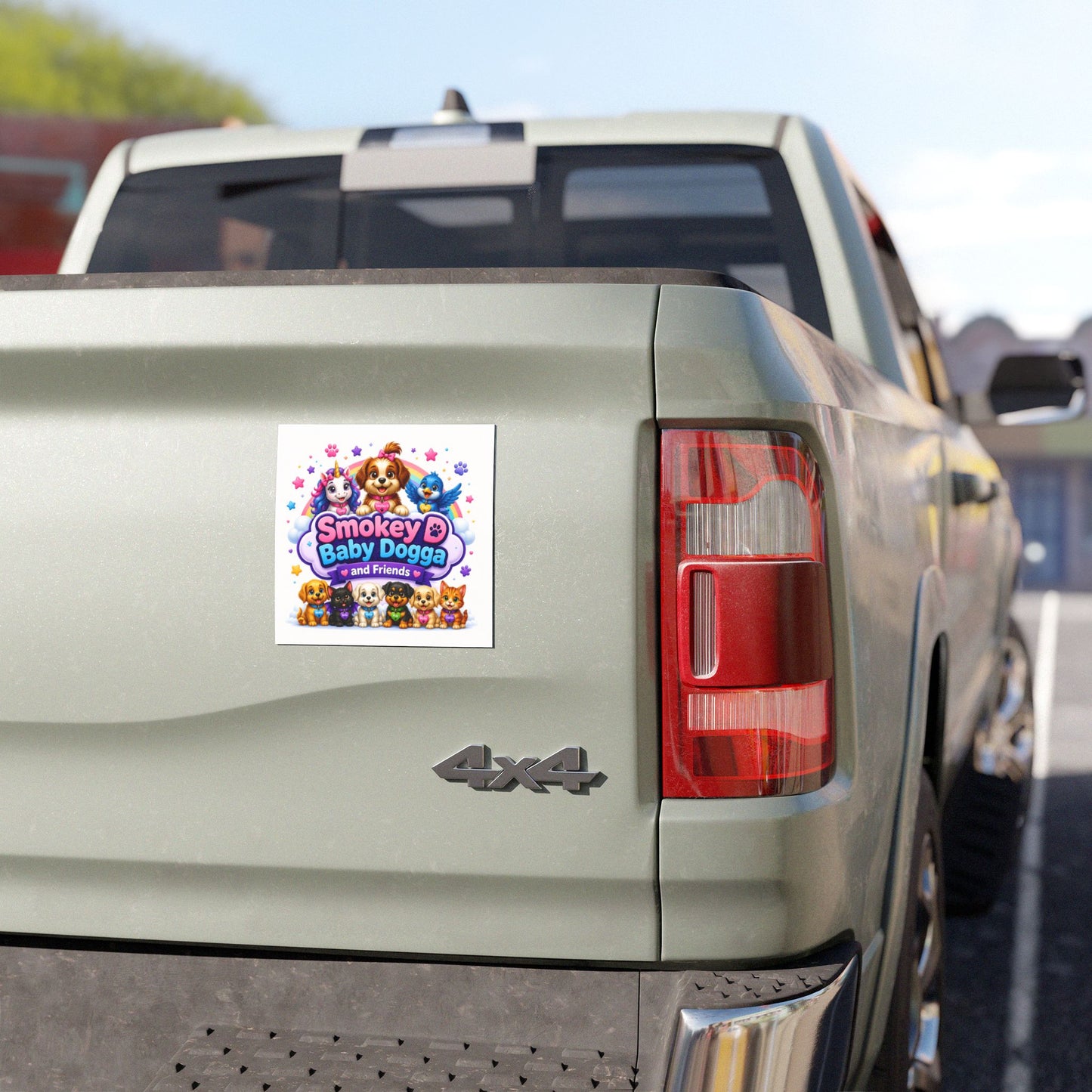 Smokey  D Baby Dogga and Friends Car Magnet — Cute Puppy Rainbow Vehicle Sticker