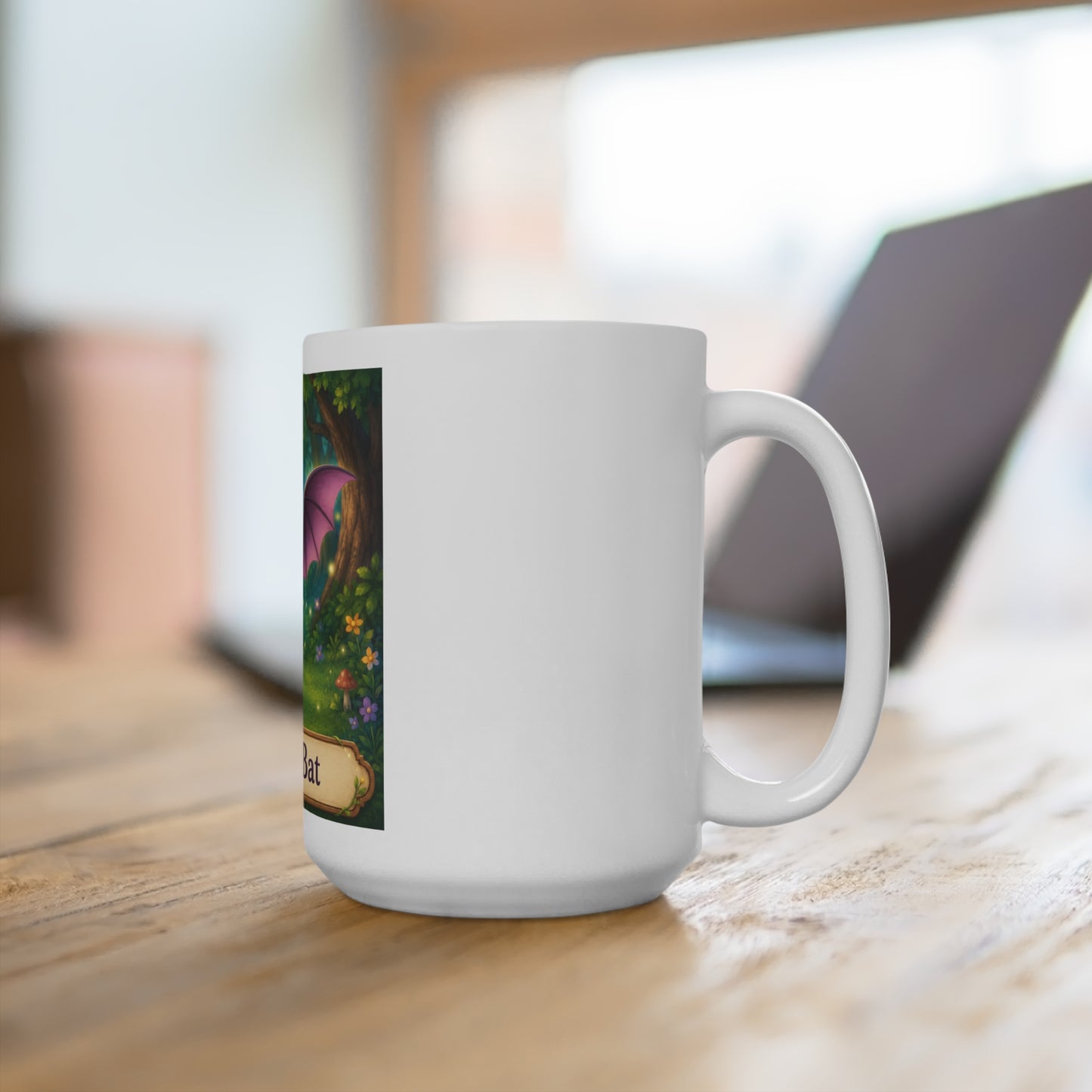 Bella the Bat 15 oz Ceramic Coffee Mug | Cute Cartoon Bat Mug | Smokey D Baby Dogga | Microwave & Dishwasher Safe