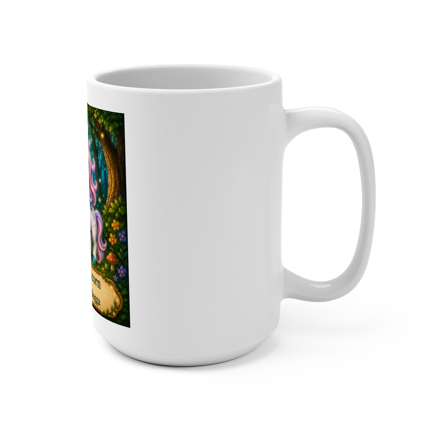 Luna the Unicorn & Smokey D Baby Dogga 15 oz Ceramic Mug | Cute Fantasy Unicorn & Puppy Coffee Cup | Magical Children's Book Gift | Enchanted Forest Mug