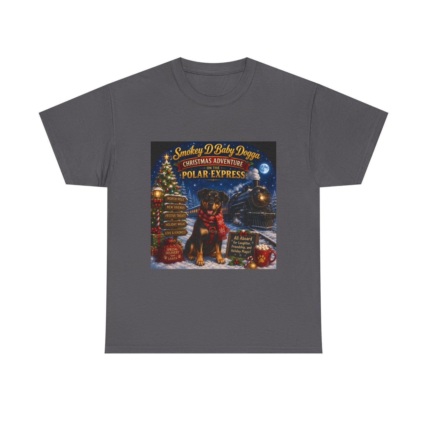 Smokey D Baby Dogga Polar Express Christmas T-Shirt – Gildan 5000 Heavy Cotton Tee