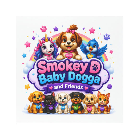 Smokey  D Baby Dogga and Friends Car Magnet — Cute Puppy Rainbow Vehicle Sticker