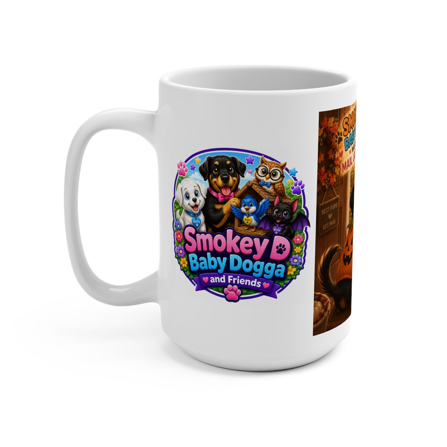 Smokey D Baby Dogga Awaits the Mail Lady Ronnie Mug – 15oz | Heartwarming Coffee Cup