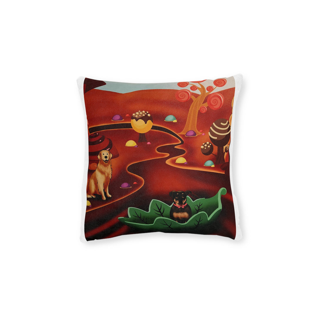 Whimsical Pet-Themed Square Pillow, Dog Lover Cushion, Decorative Throw Pillow, Home Decor for Dog Owners, Gift for Pet Lovers