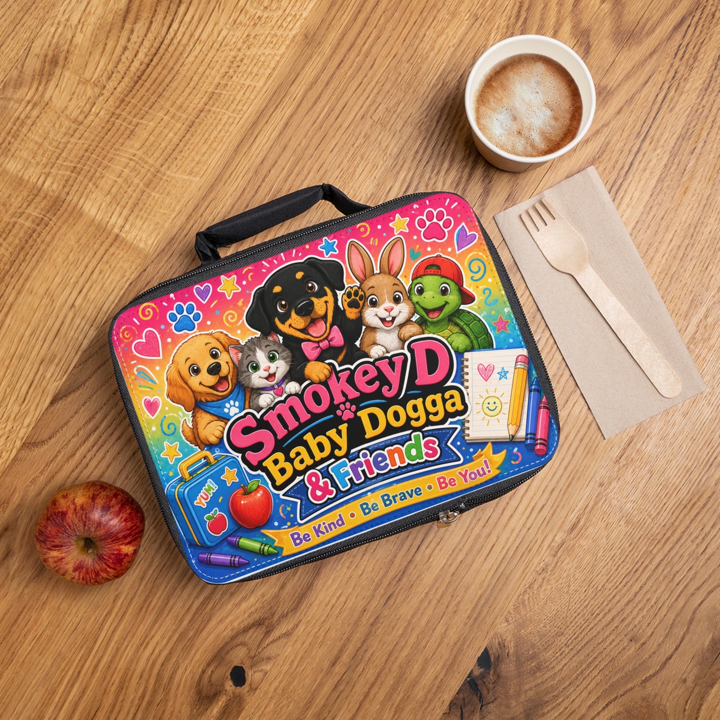 Smokey D Baby Dogga & Friends Lunch Bag — Colorful Kids School Lunch Tote