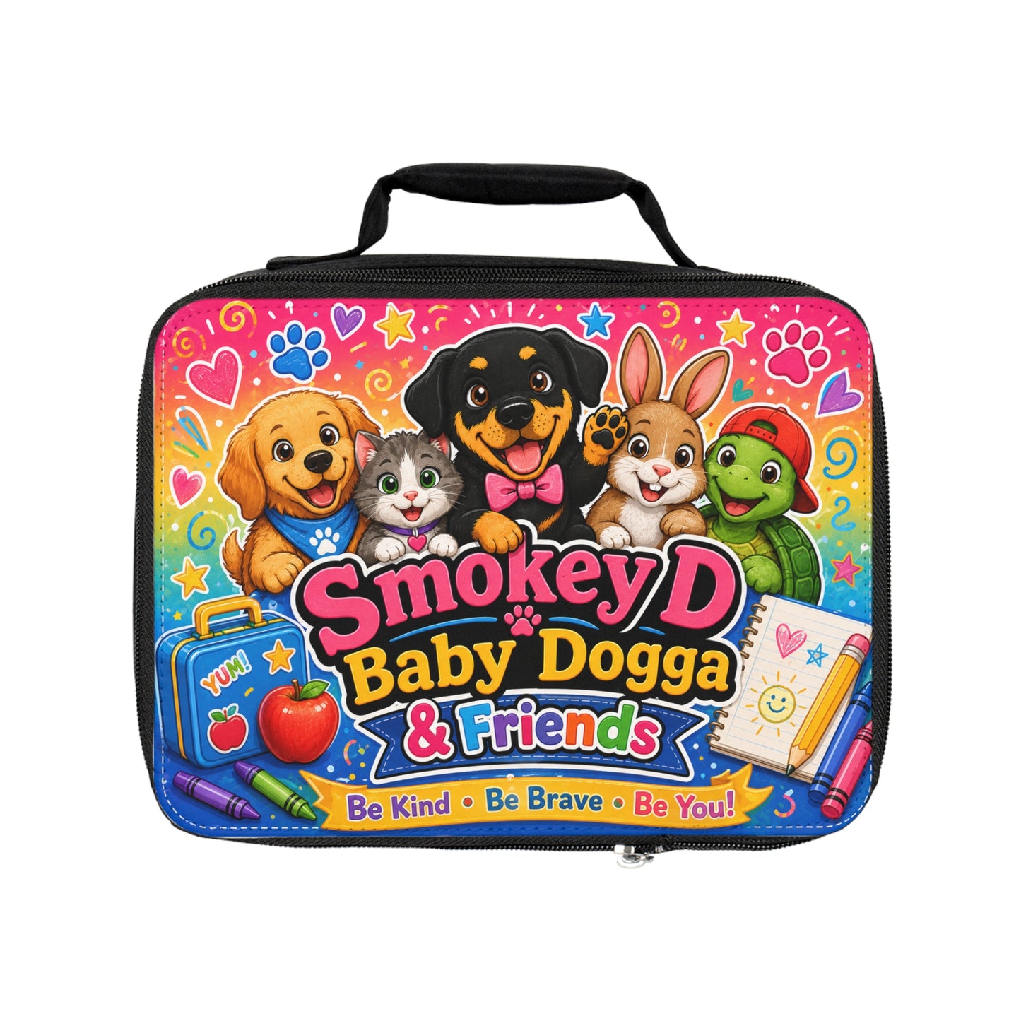 Smokey D Baby Dogga & Friends Lunch Bag — Colorful Kids School Lunch Tote