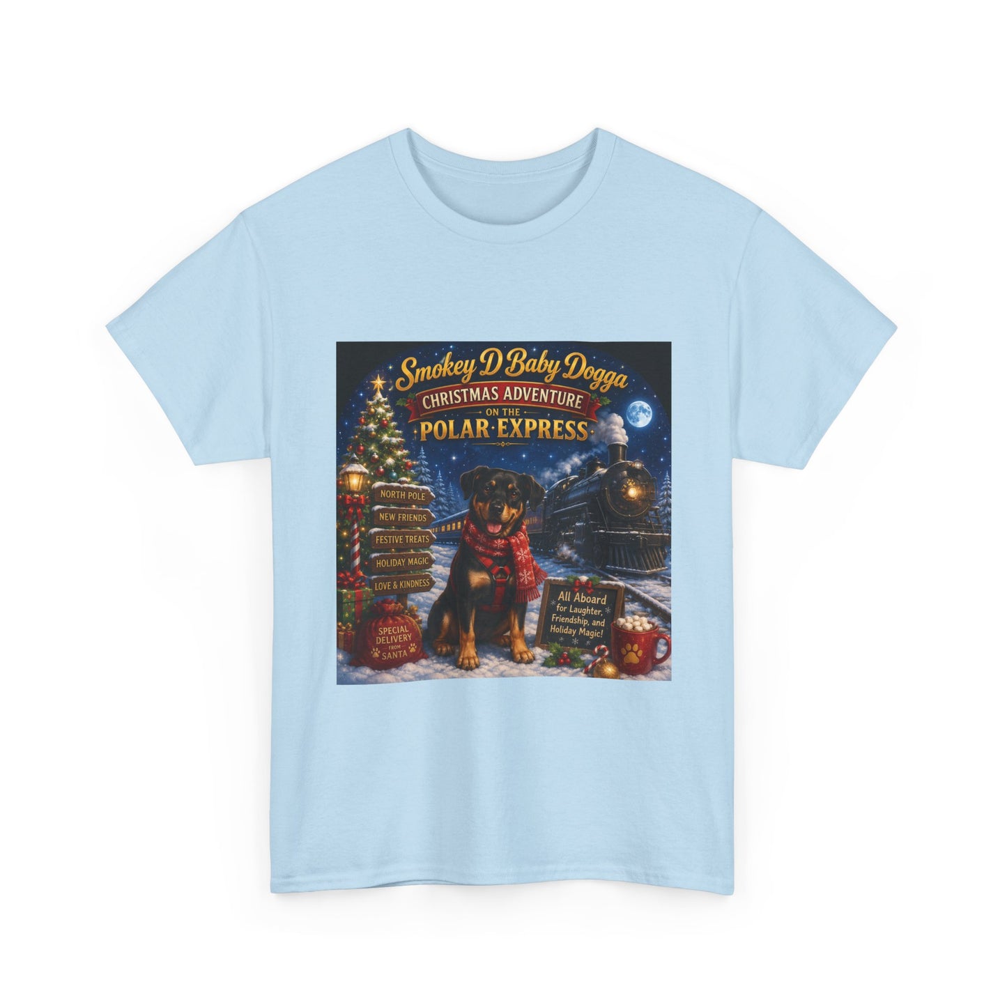 Smokey D Baby Dogga Polar Express Christmas T-Shirt – Gildan 5000 Heavy Cotton Tee