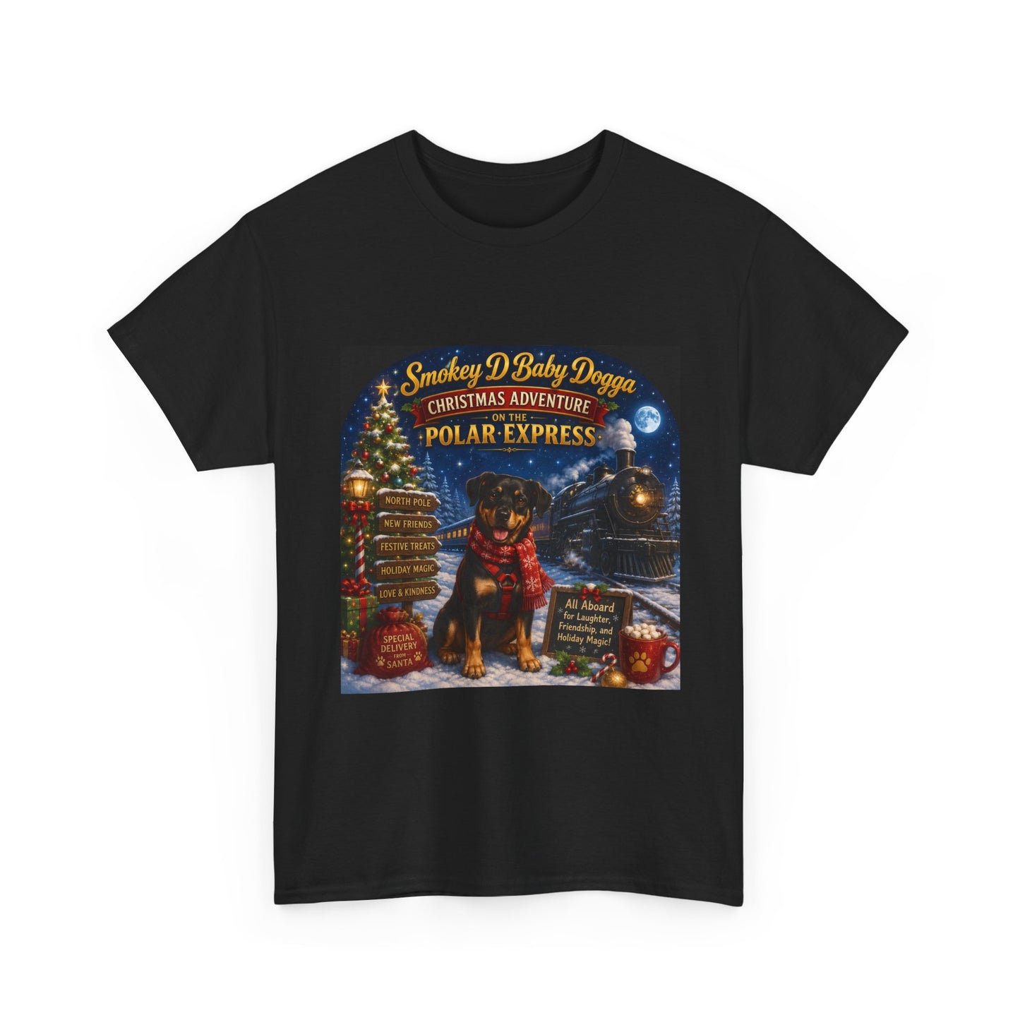 Smokey D Baby Dogga Polar Express Christmas T-Shirt – Gildan 5000 Heavy Cotton Tee