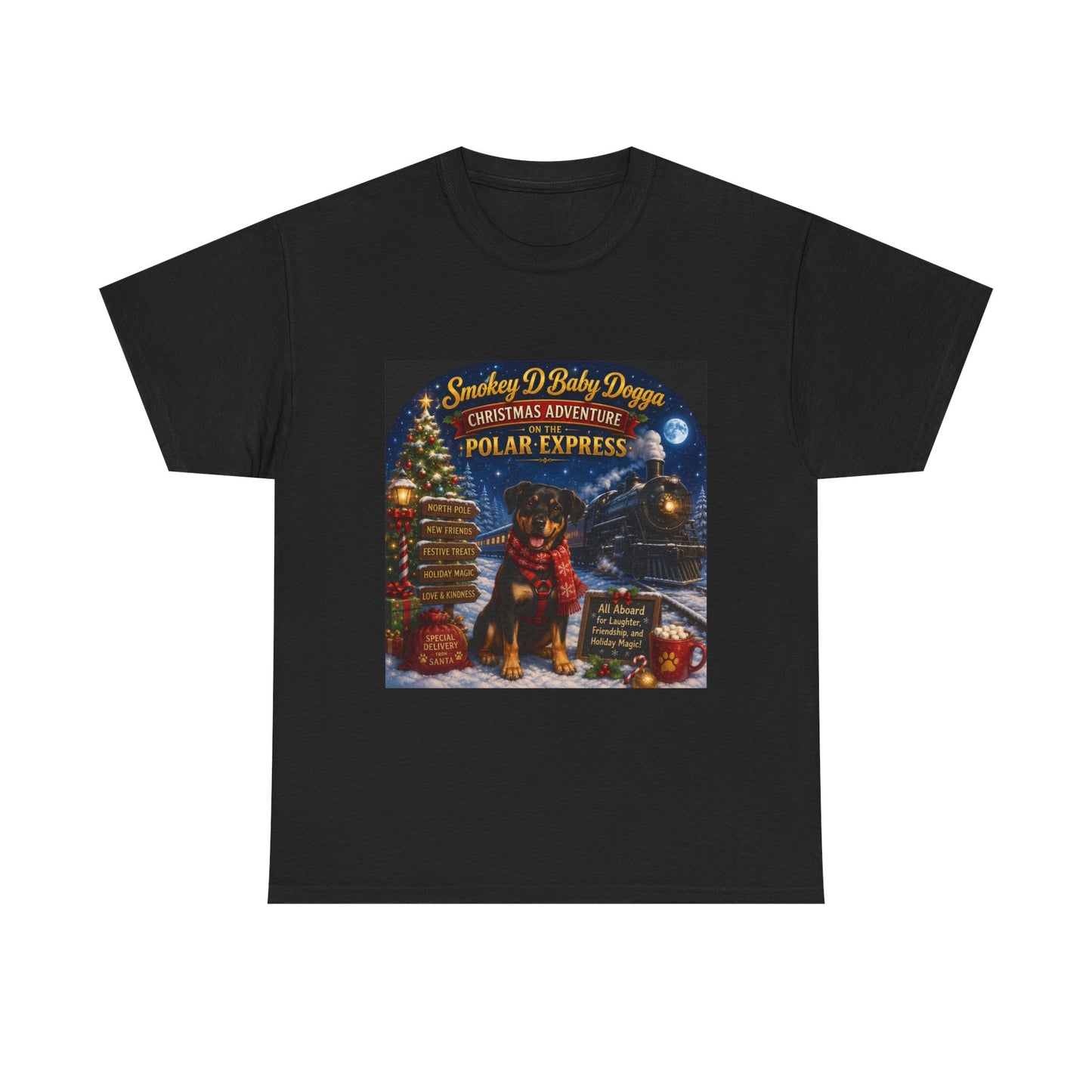 Smokey D Baby Dogga Polar Express Christmas T-Shirt – Gildan 5000 Heavy Cotton Tee