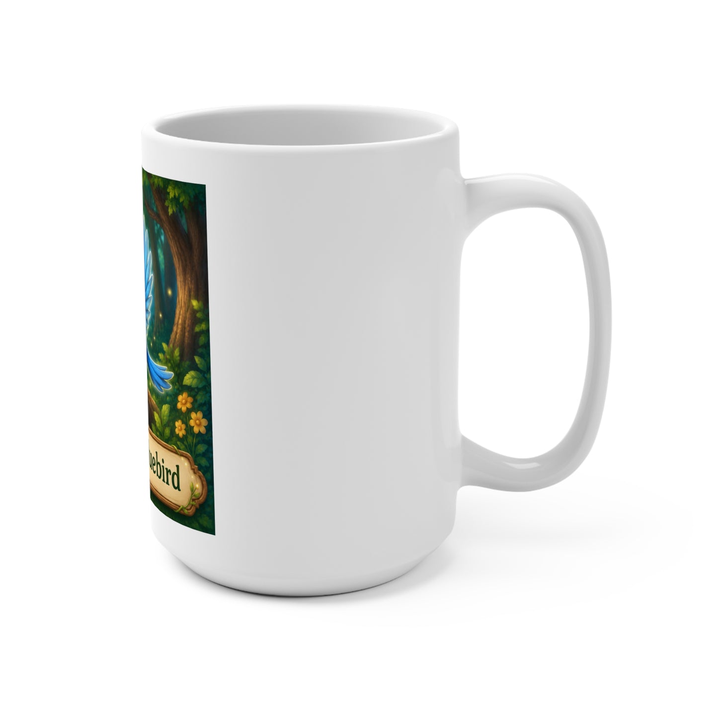 Finn the Blue Bird 15 oz Ceramic Coffee Mug | Cute Bluebird Mug | Smokey D Baby Dogga | Microwave & Dishwasher Safe