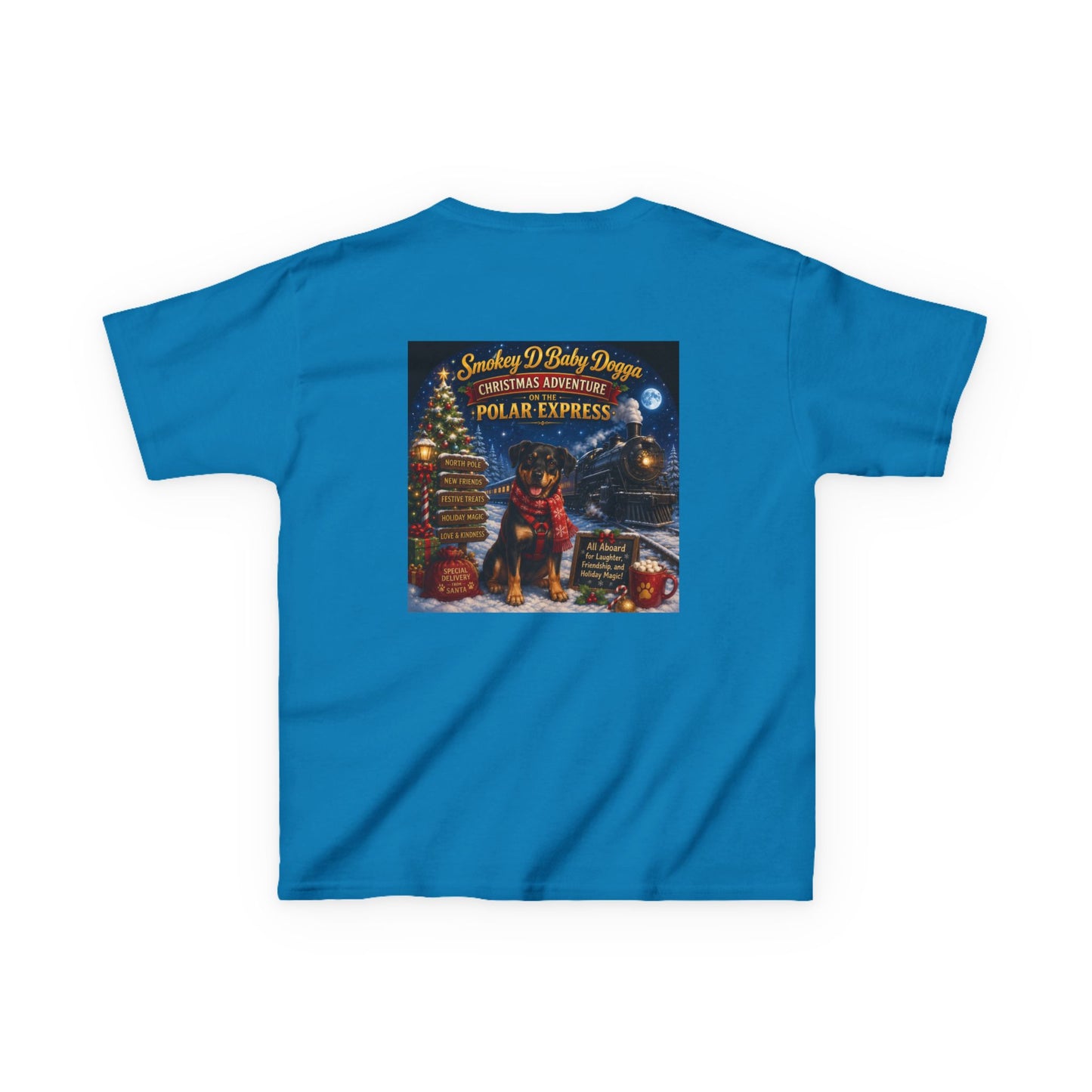 Smokey D Baby Dogga Polar Express Christmas Youth T-Shirt – Gildan 5000B Heavy Cotton Tee