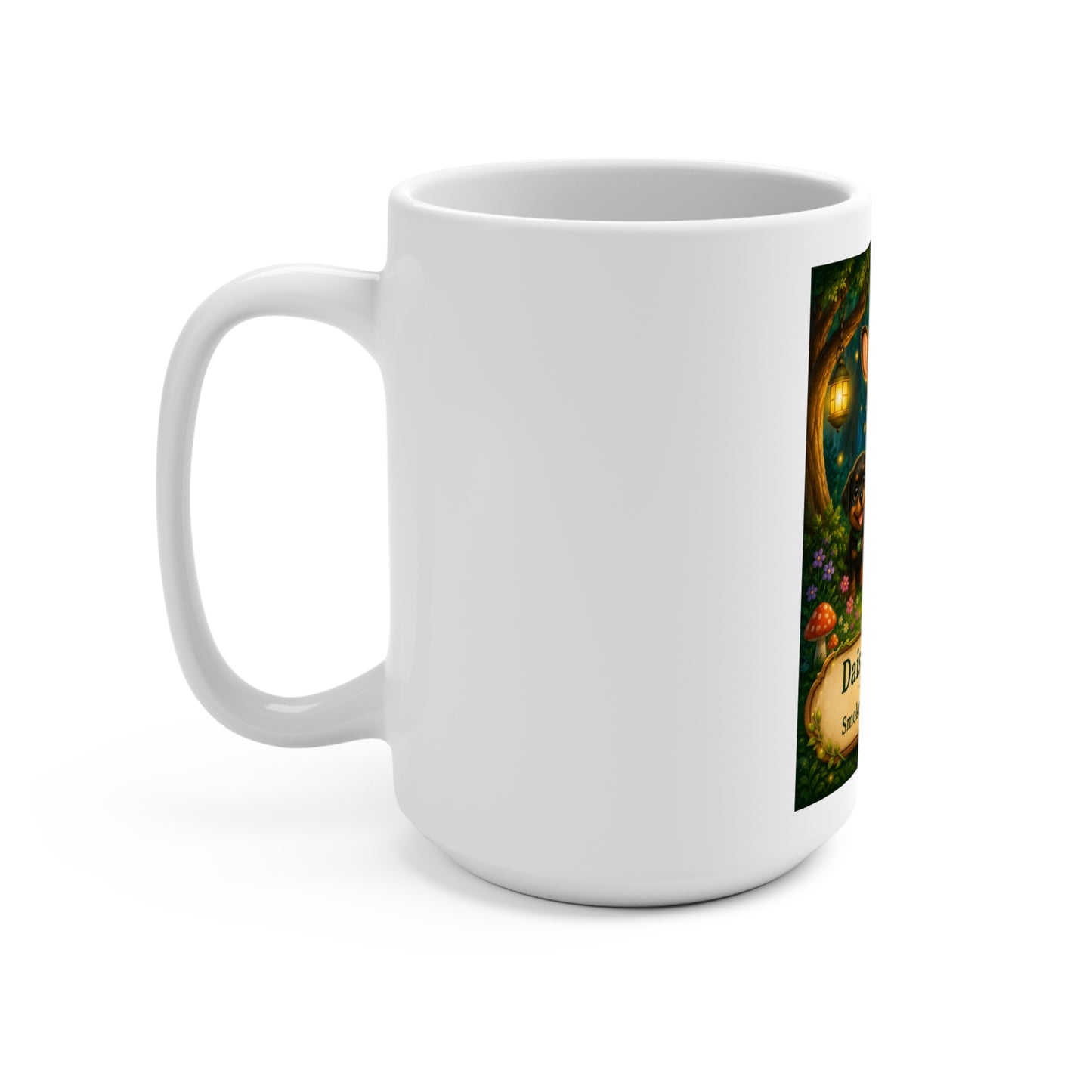 Daisy the Deer & Smokey D Baby Dogga 15 oz Ceramic Coffee Mug | Cute Woodland Fawn & Puppy Mug | Enchanted Forest Children's Book Gift | Nature Lover Coffee Cup
