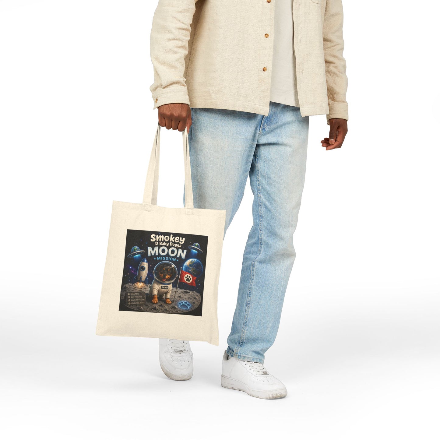 Smokey D Baby Dogga Moon Mission Cotton Canvas Tote Bag