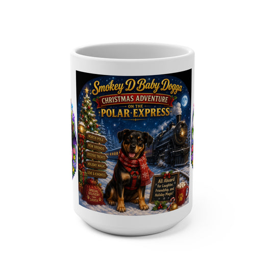 Smokey D Baby Dogga Polar Express Christmas Mug – 15oz | Holiday Adventure Coffee Cup