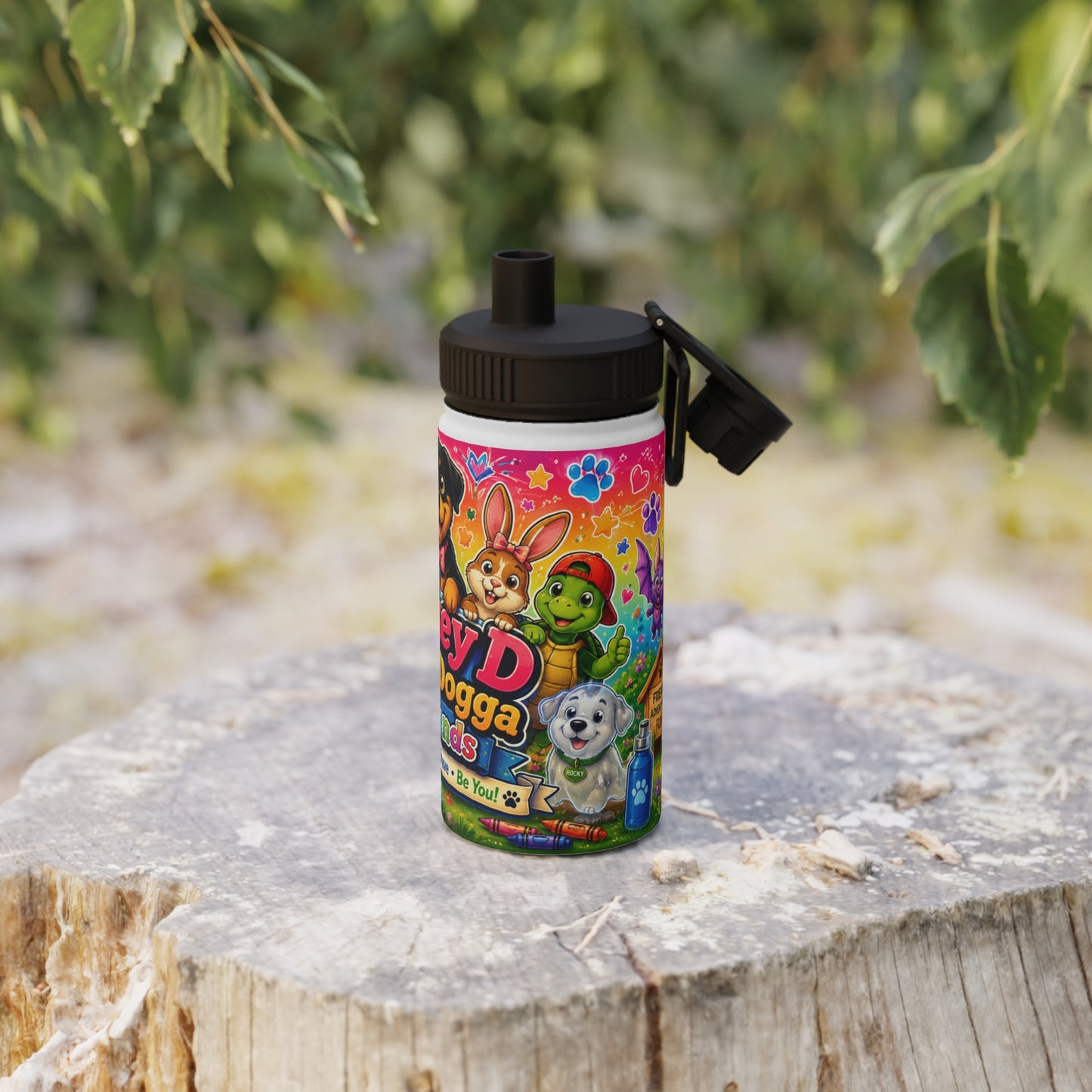 Smokey D Baby Dogga & Friends Stainless Steel Kids Water Bottle — Sports Lid