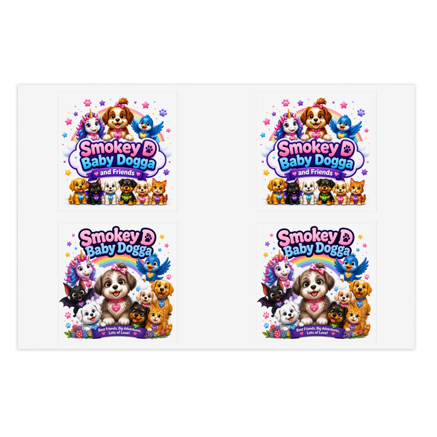 Smokey D Baby Dogga Sticker Sheet — Cute Puppy Characters Sticker Set