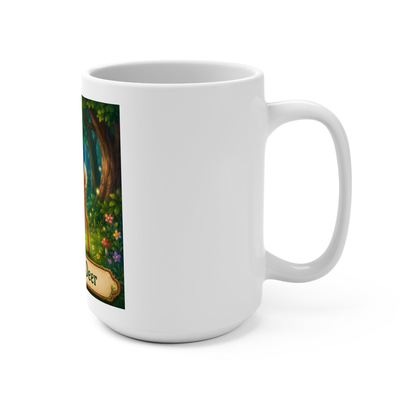 Daisy the Deer 15 oz Ceramic Coffee Mug | Cute Woodland Deer Mug | Smokey D Baby Dogga | Microwave & Dishwasher Safe