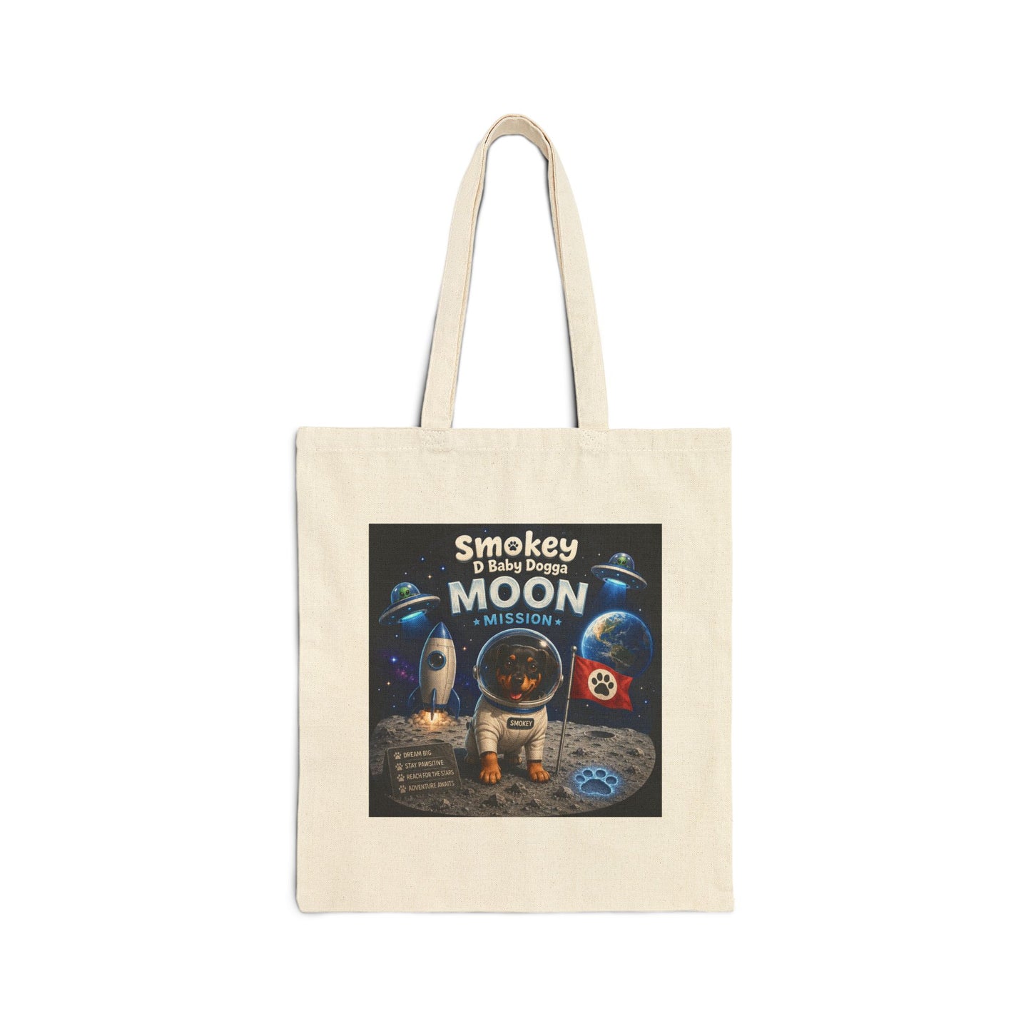 Smokey D Baby Dogga Moon Mission Cotton Canvas Tote Bag