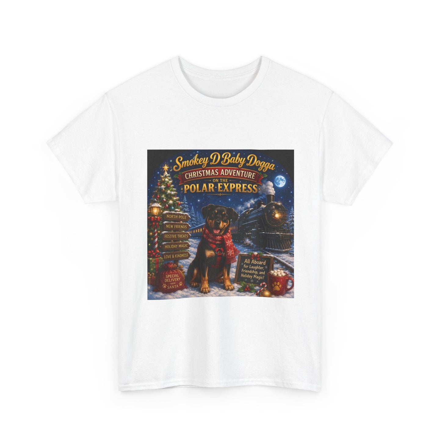 Smokey D Baby Dogga Polar Express Christmas T-Shirt – Gildan 5000 Heavy Cotton Tee