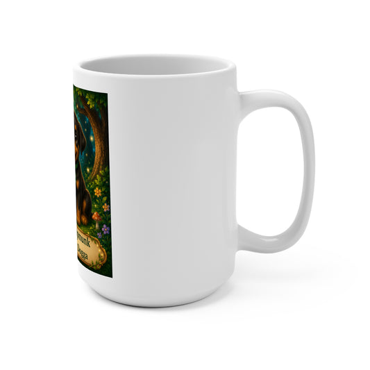 Charlie the Chipmunk & Smokey D Baby Dogga 15 oz Ceramic Coffee Mug | Cute Woodland Chipmunk & Puppy Mug | Forest Animal Children's Book Gift | Whimsical Nature Coffee Cup