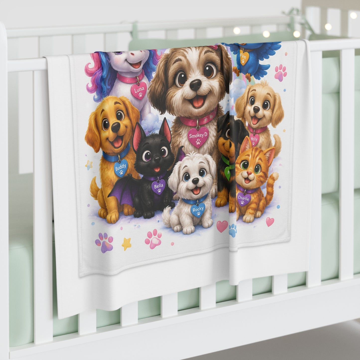 Smokey D Baby Dogga Baby Swaddle Blanket – Cute Puppy & Friends Nursery Gift
