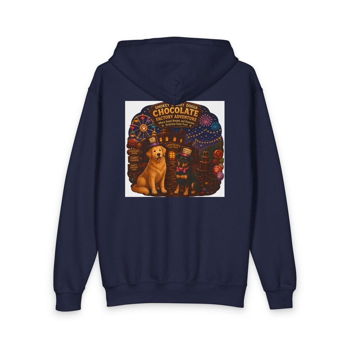 Smokey D Baby Dogga Chocolate Factory Youth Zip-Up Hoodie | Kids Adventure Hoodie