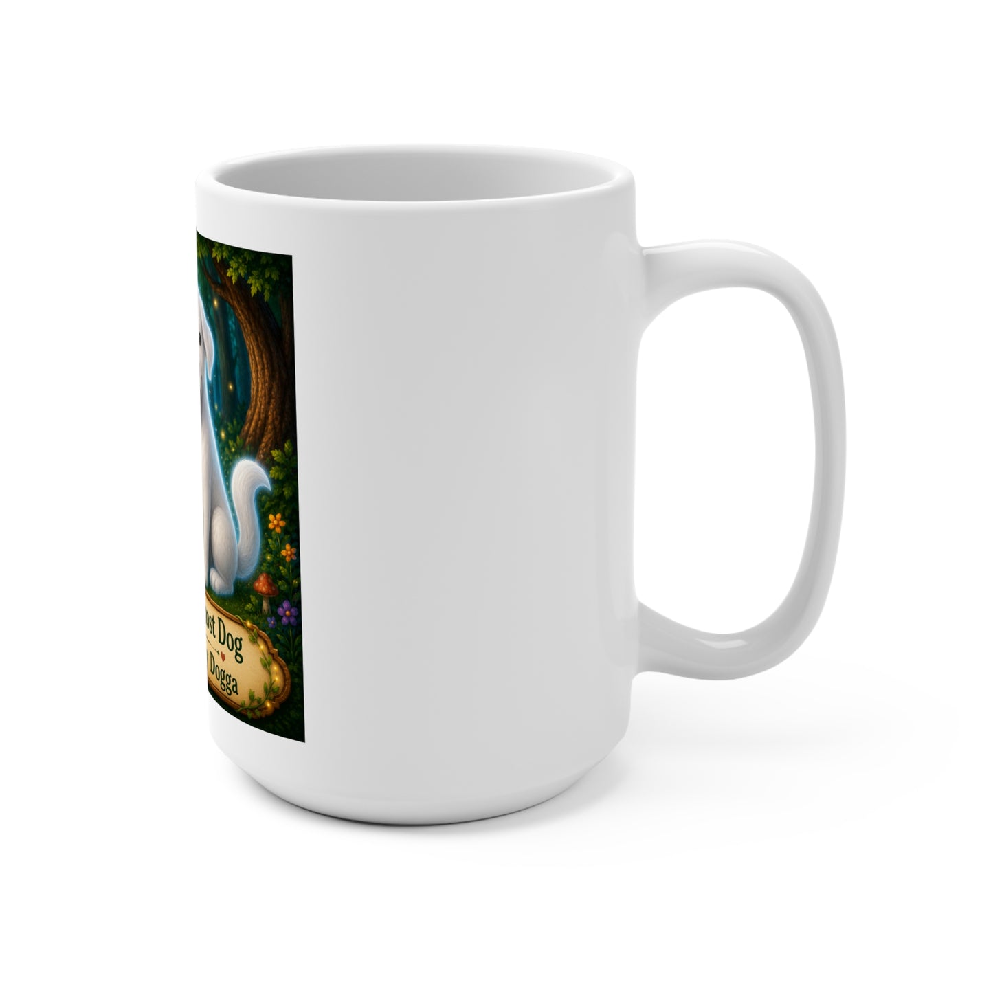 Rocky the Ghost Dog & Smokey D Baby Dogga 15 oz Ceramic Coffee Mug | Cute Halloween Dog Mug | Whimsical Children's Book Character Gift | Magical Forest Coffee Cup