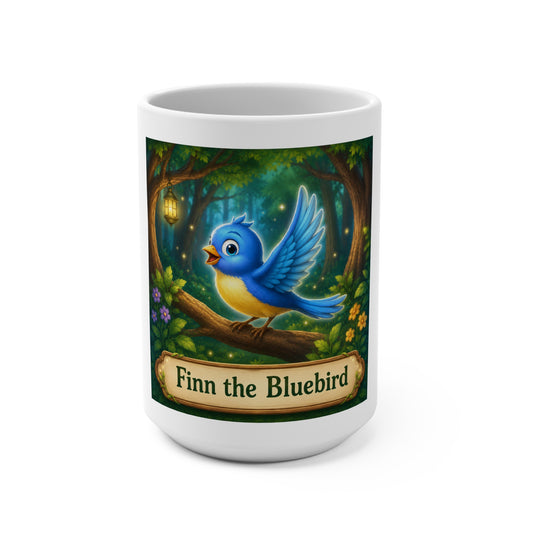 Finn the Blue Bird 15 oz Ceramic Coffee Mug | Cute Bluebird Mug | Smokey D Baby Dogga | Microwave & Dishwasher Safe