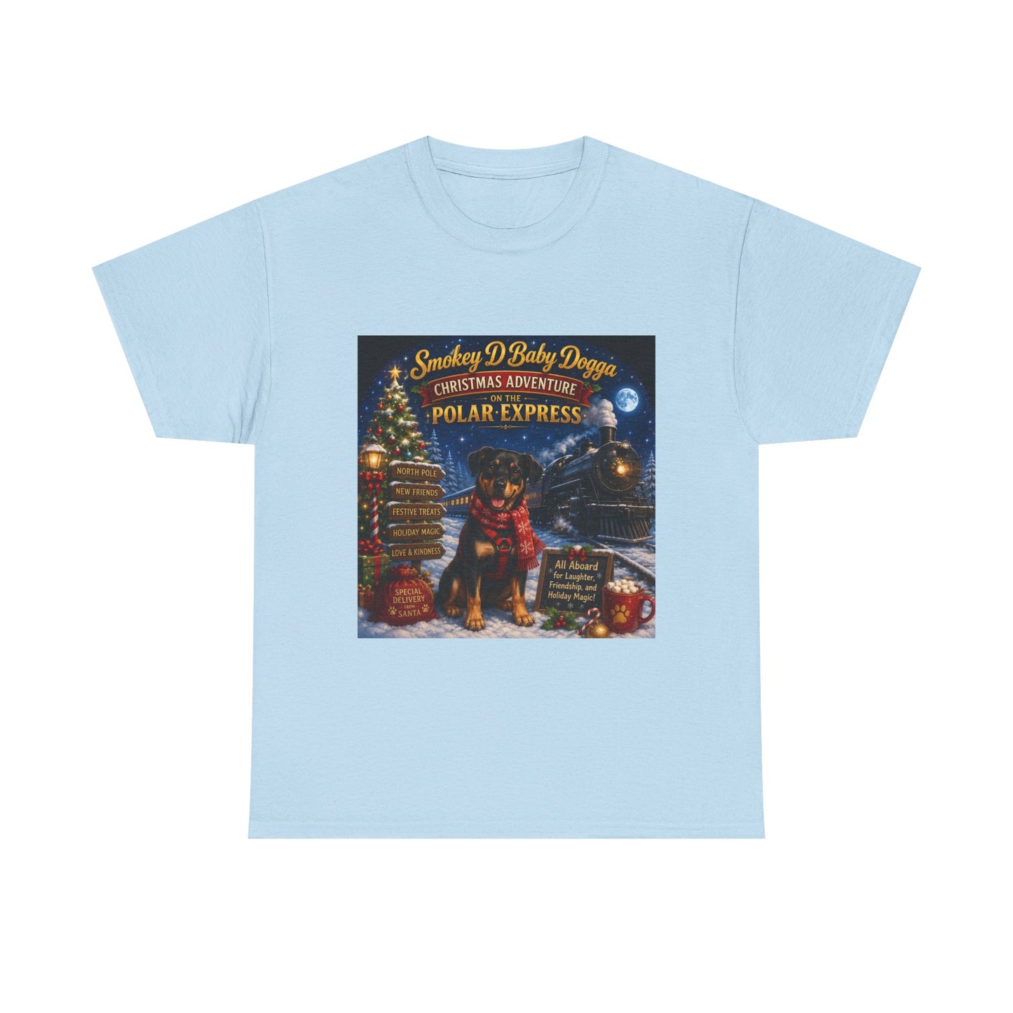 Smokey D Baby Dogga Polar Express Christmas T-Shirt – Gildan 5000 Heavy Cotton Tee
