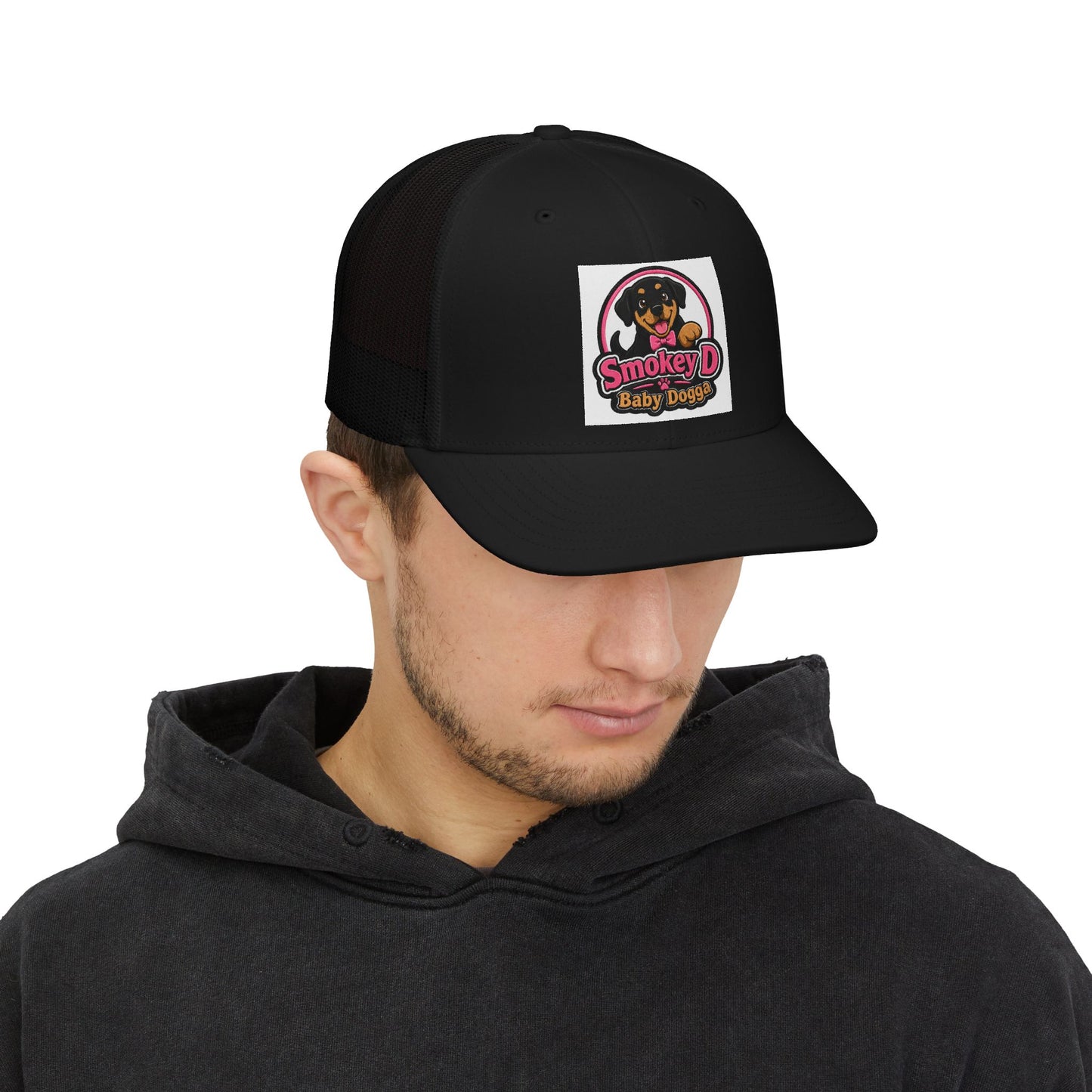 Smokey D Baby Dogga Embroidered Snapback Trucker Cap – Pink Bow Tie Logo Hat