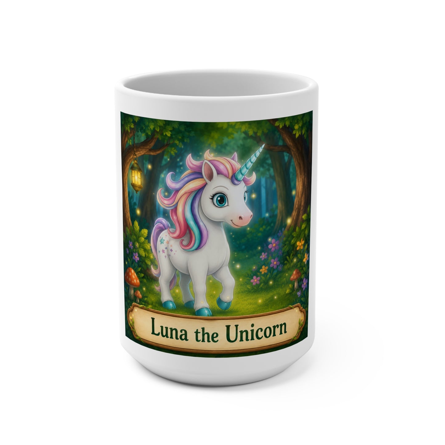 Luna the Unicorn 15 oz Ceramic Coffee Mug | Cute Fantasy Unicorn Mug | Smokey D Baby Dogga | Microwave & Dishwasher Safe