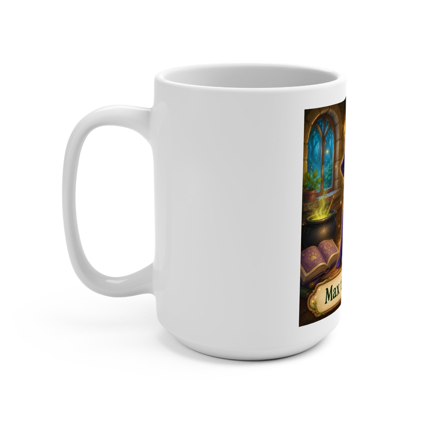 Max the Magical Cat 15 oz Ceramic Coffee Mug | Cute Cartoon Cat Mug | Smokey D Baby Dogga | Microwave & Dishwasher Safe