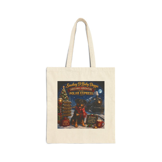 Smokey D Baby Dogga Holiday Polar Express Canvas Tote Bag – Christmas Adventure Book Bag