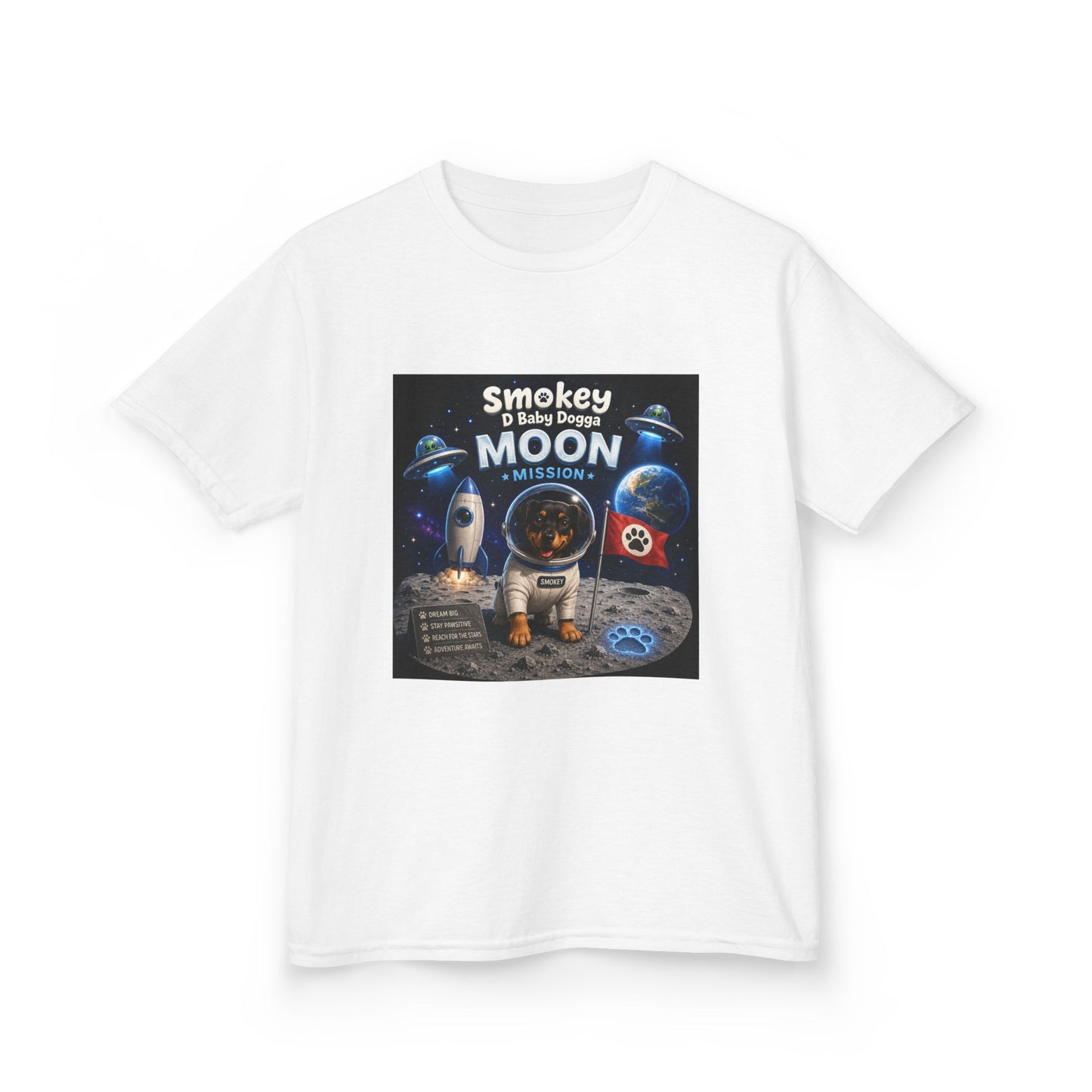 Smokey D Baby Dogga Moon Mission Kids Heavy Cotton T-Shirt