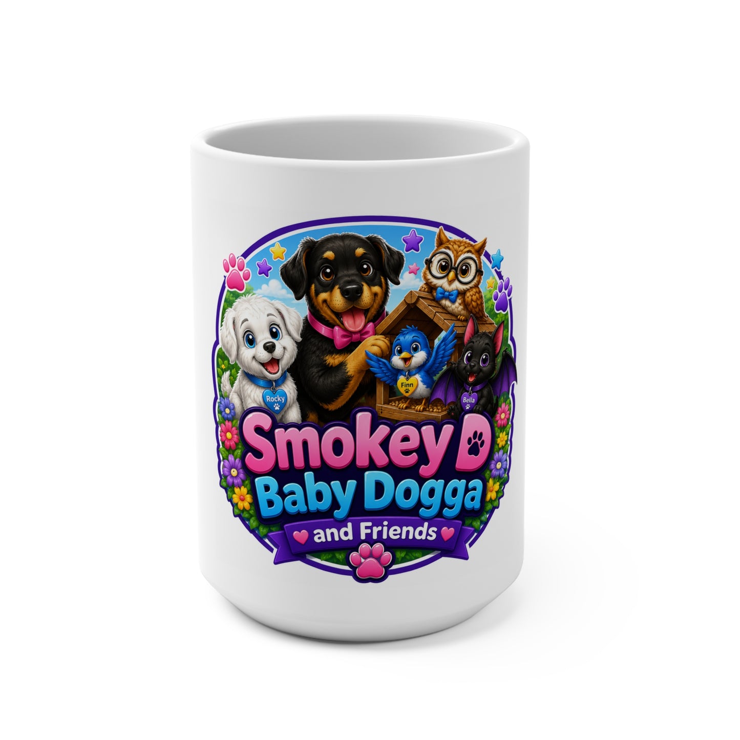 Smokey & Baby Dogga 15oz Ceramic Mug — Cute Puppy & Friends Coffee Cup