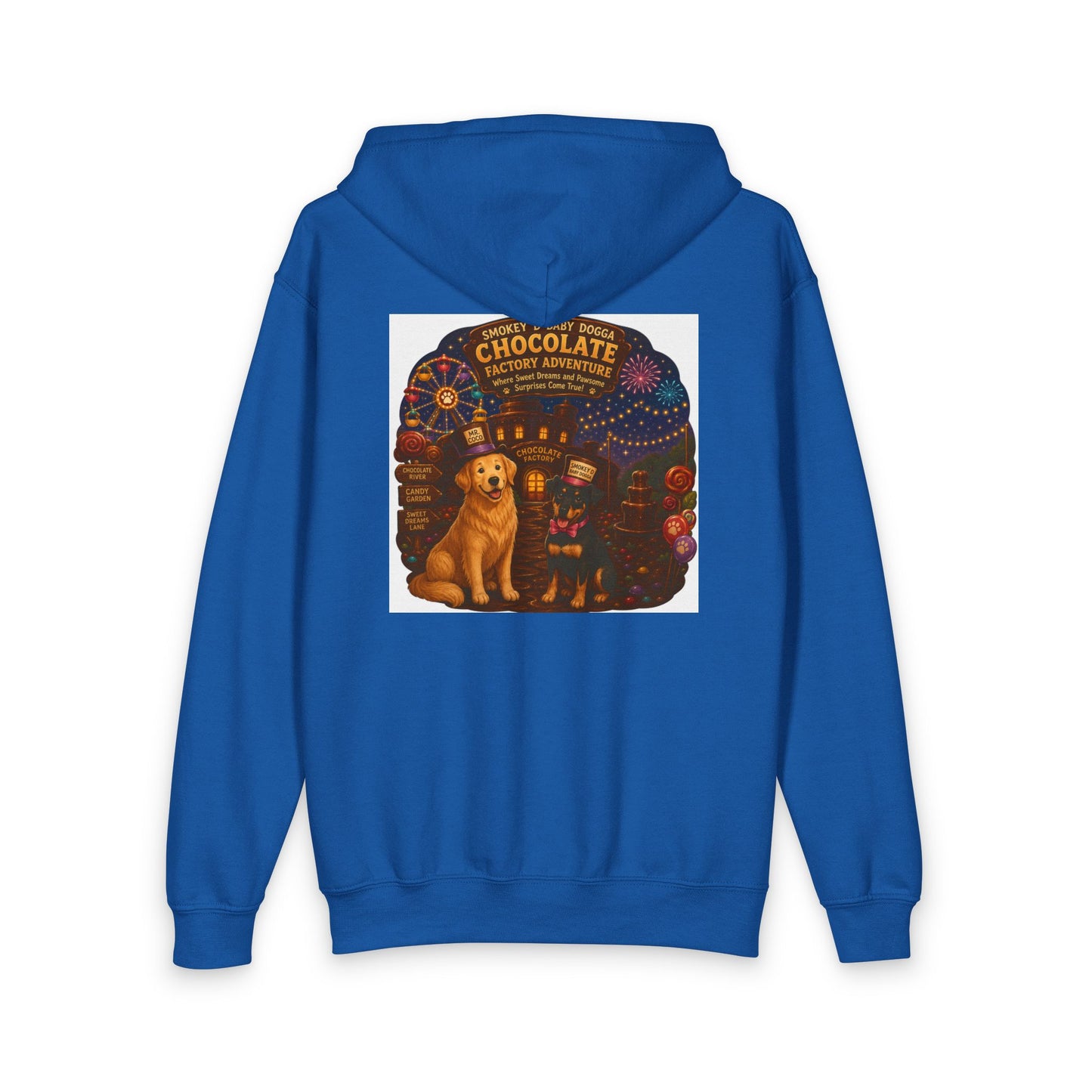 Smokey D Baby Dogga Chocolate Factory Youth Zip-Up Hoodie | Kids Adventure Hoodie